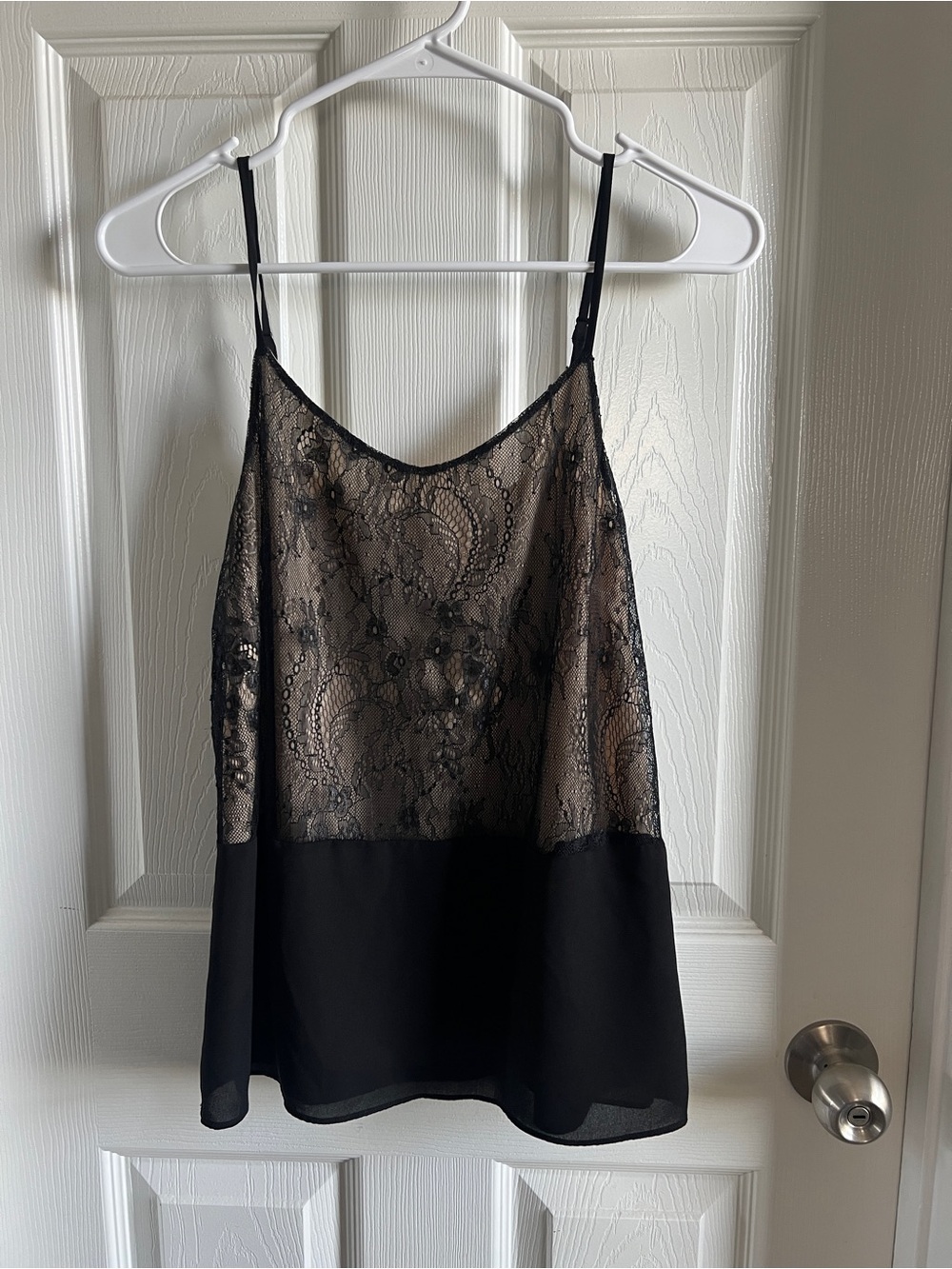 LOFT Black Lace Overlay Camisole Top